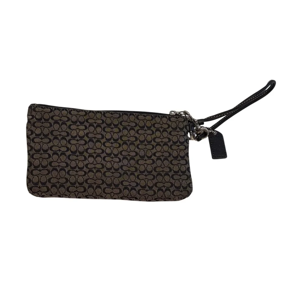 Coach Y2K‎ Signature Jacquard Wristlet Black Gray Buckle Monogram micro C